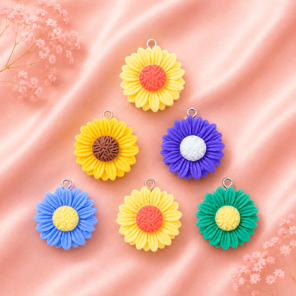Acrylic Flower Charms (6 Pcs)