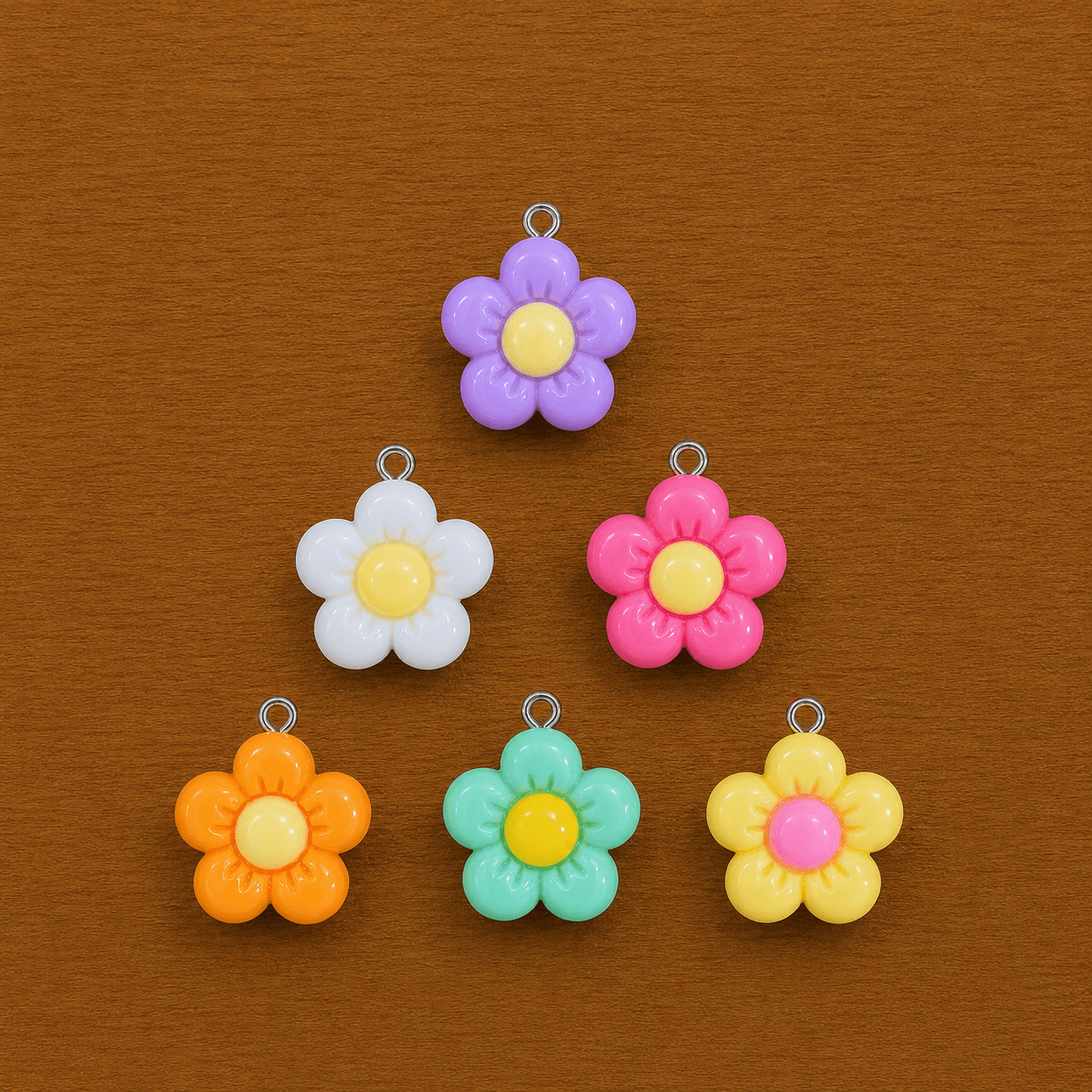 Acrylic Flower Charms (6 Pcs)