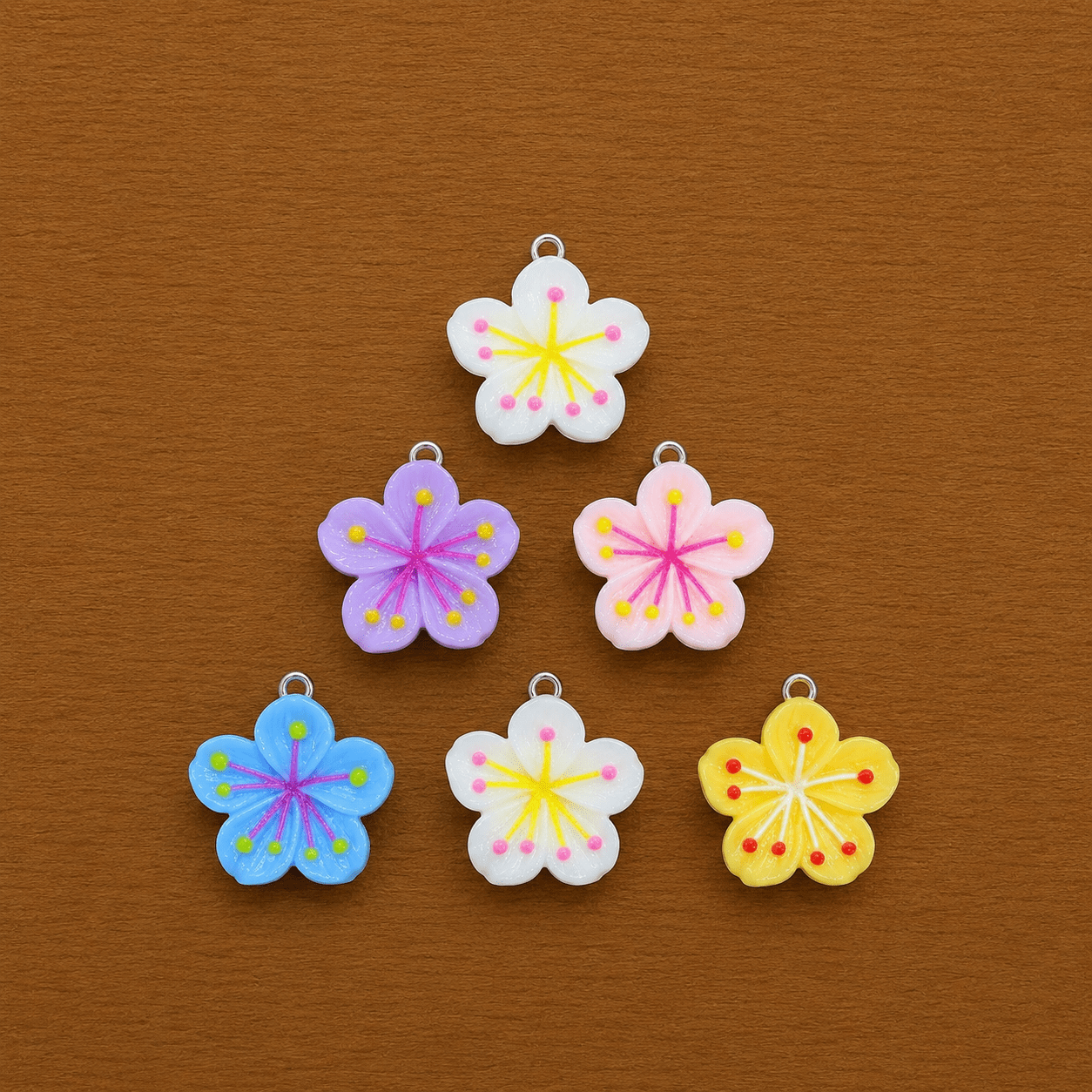 Acrylic Flower Charms (6 Pcs)