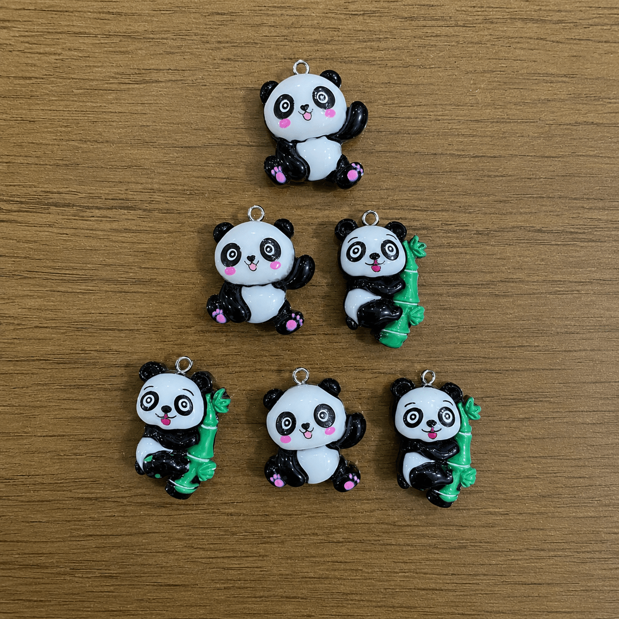 Panda acrylic charms 6 pcs