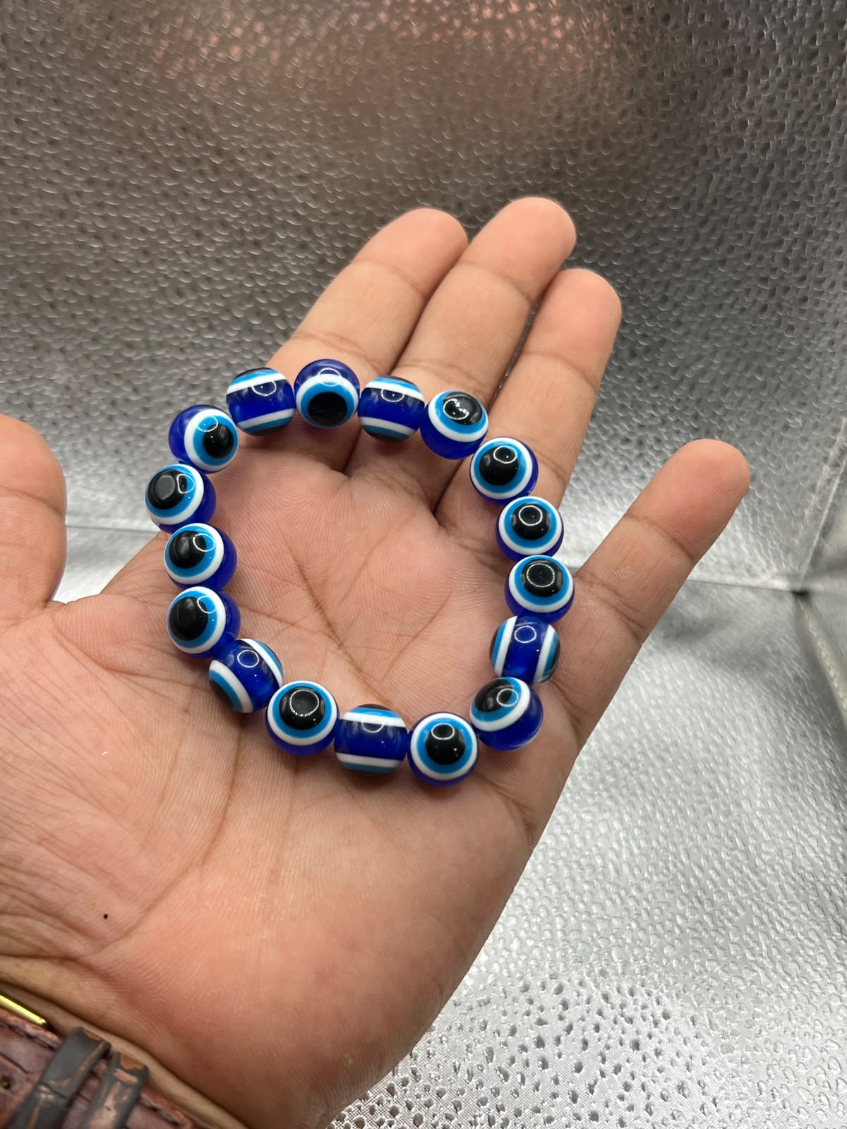 Handmade Blue Evil Eye Nazar Beaded Bracelet – 10mm Protection Amulet