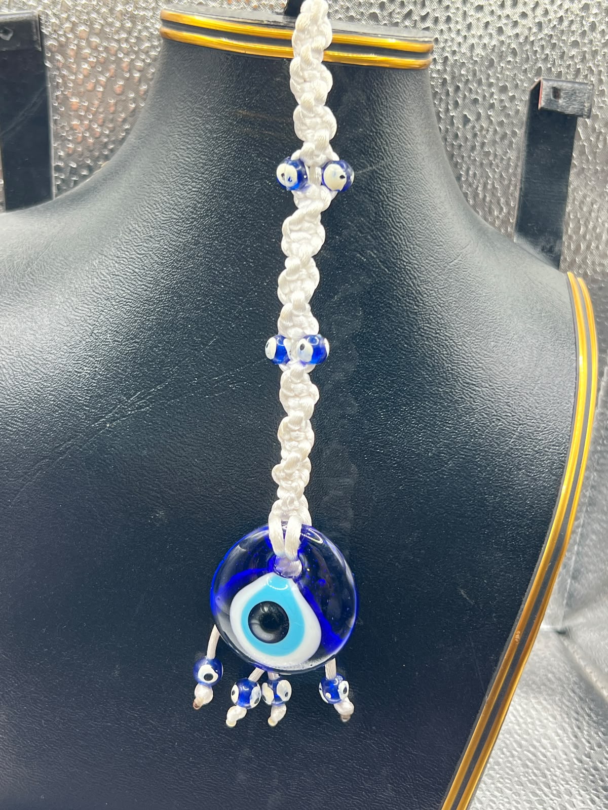 Handmade Macrame Evil Eye Car Hanging Charm – 60mm Glass Nazar Protection Amulet