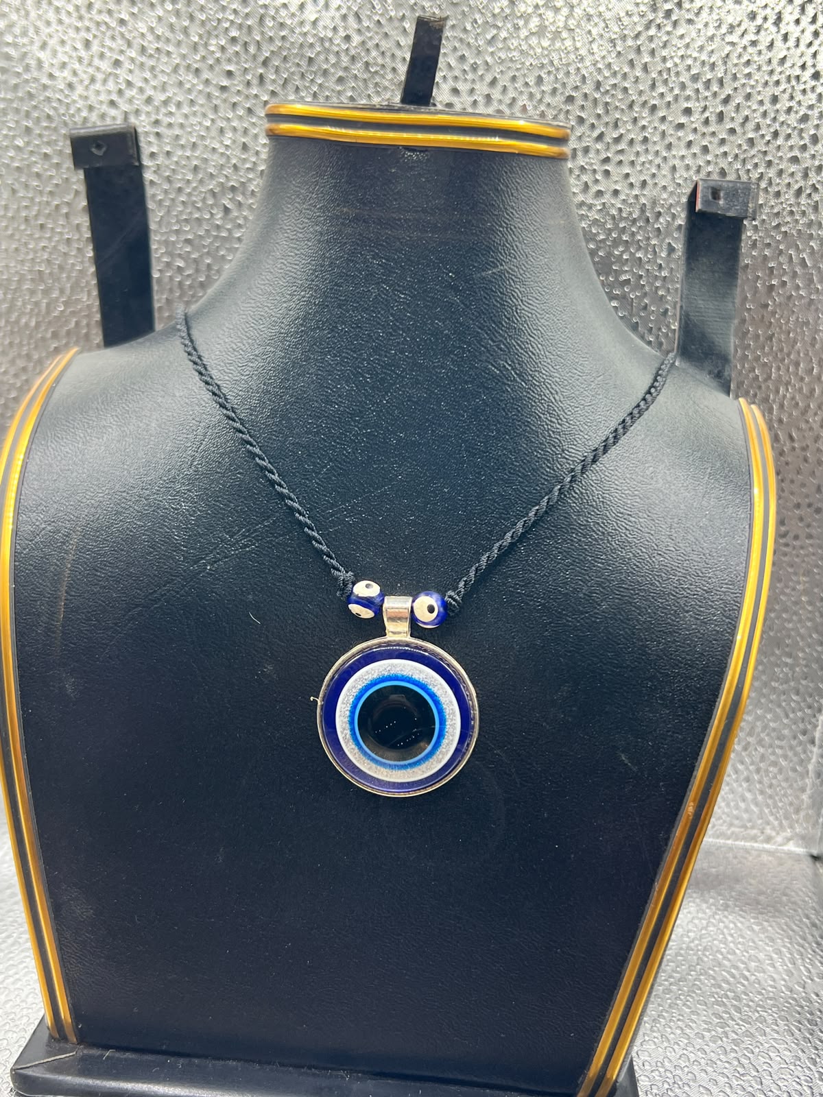 Handmade Evil Eye Nazar Locket Pendant – 30mm Glass Amulet with Black Cord